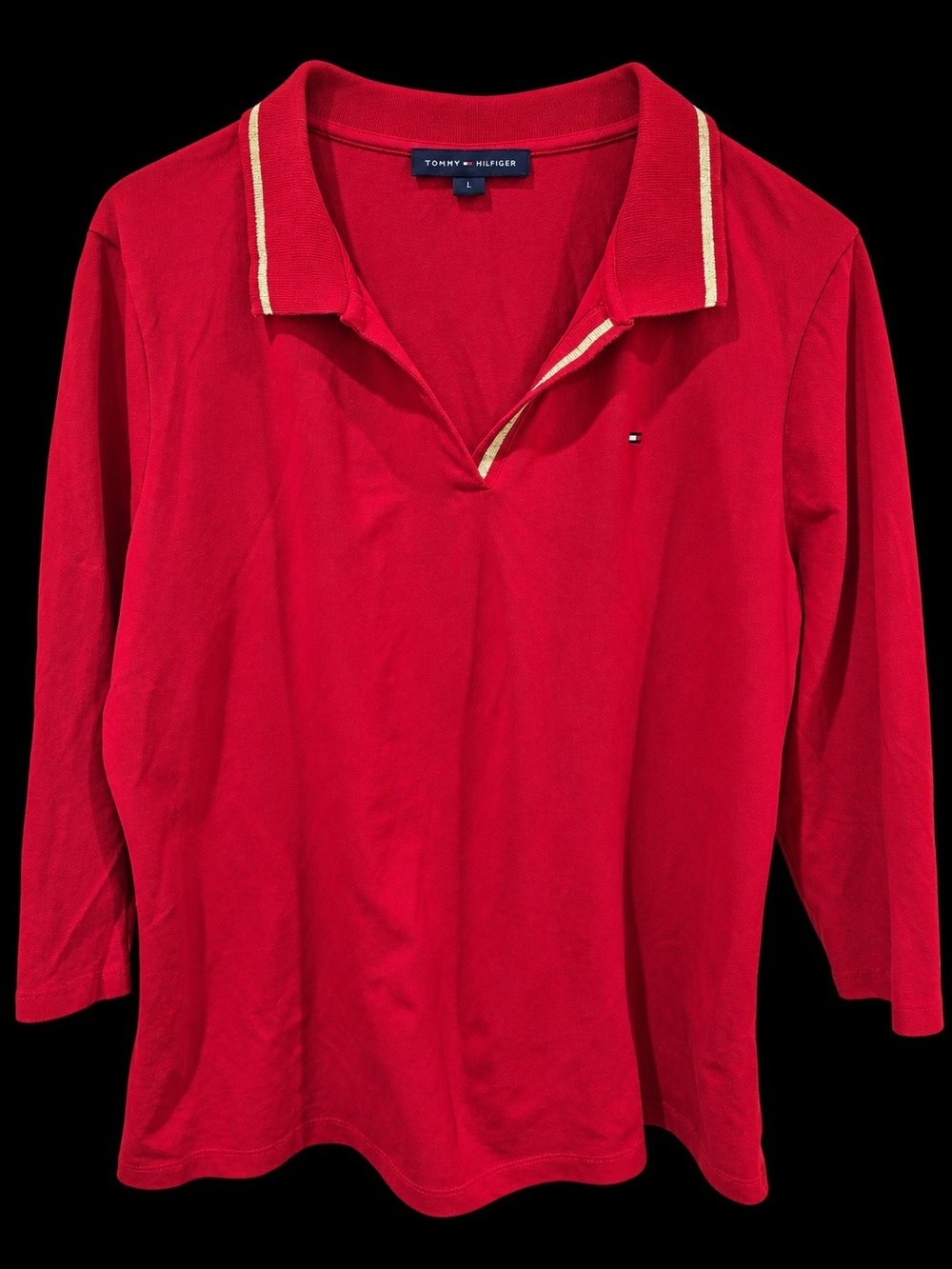 Tommy Hilfiger Red Long Sleeve Polo Top